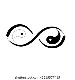 series of yin yang and infinity symbol for logo web icon tattoo on white background. vector illustration.  