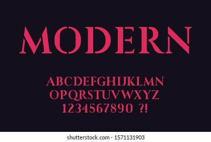 Serif classic font Geometric modern design Stencil letters and numbers Decorative abc Vector alphabet