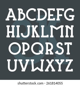 Serif font bold in classic style. White font on a dark background