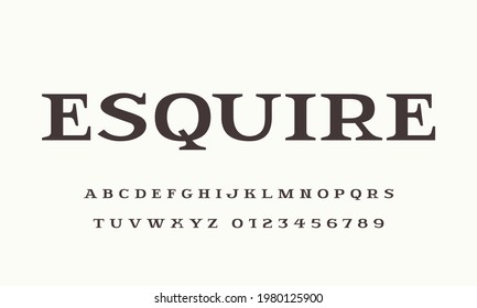Serif font in elegant style. Letters and numbers for logo and headline design. Isolated on white background