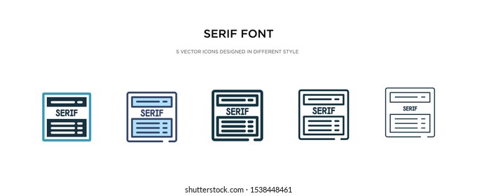 serif font icon in different style vector illustration. two colored and black serif font vector icons designed in filled, outline, line and stroke style can be used for web, mobile, ui