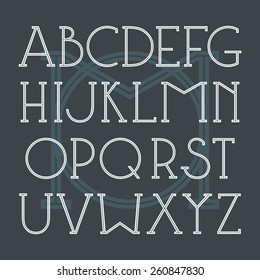Serif font medium in classic style with an internal contour. White font on a dark background