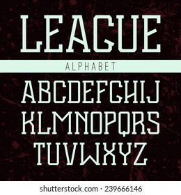 Serif font medium in the style of college. Light font on a dark background