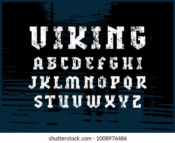 Serif Font In Military Style. Letters With Rough Texture For Logo And Emblem Design