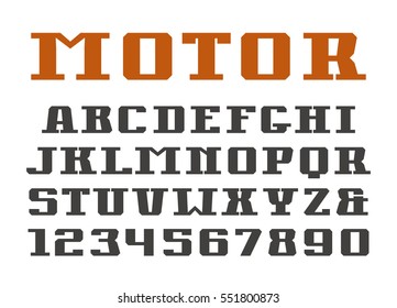 Serif font and numerals. Isolated on white background