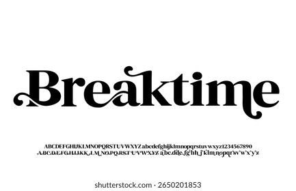 Serif Font Uppercase Lowercase and Number. Modern Serif. vector illustration
