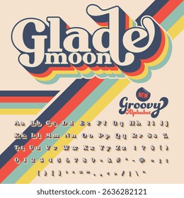  Serif Groovy Retro Vintage Bold Font alphabet vector