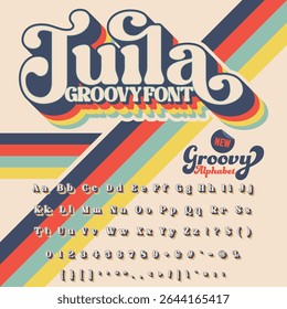 Serif Groovy Retro Vintage Bold Police alphabet fichier d'Image vectorielle