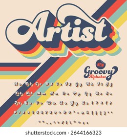 Serif Groovy Retro Vintage Bold Police alphabet fichier d'Image vectorielle