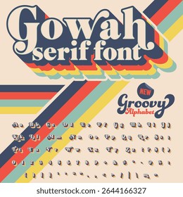 Serif Groovy Retro Vintage Bold Police alphabet fichier d'Image vectorielle