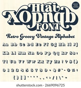 Serif Groovy Retro Vintage negrito fonte alfabeto arquivo vetorial
