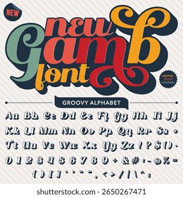 Serif Groovy Retro Vintage Script Bold Police alphabet fichier d'Image vectorielle