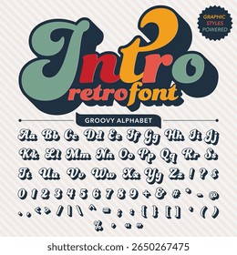 Serif Groovy Retro Vintage Script Bold Font alphabet vector file