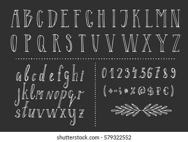 Serif Hand Drawn Font. Vector. Isolated