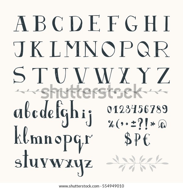 Serif Hand Drawn Font Vector Isolated Stock Vector (Royalty Free ...