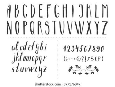 Serif hand drawn thin font. Vector. Isolated