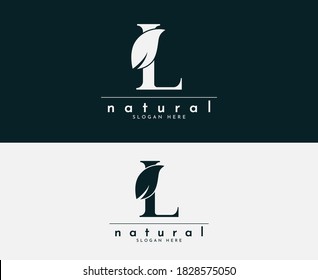 Serif letter L Eco leaf logo design template. Floral icon. Creative Vector illustration. Botanical Design Concept for Business or Corporate identity.
