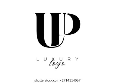 Logotipo de tipografia de monograma de letra serial UP para identidade de marca premium elegante