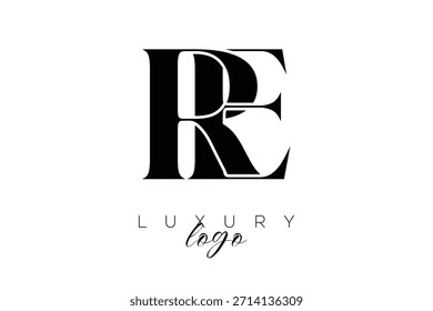 Logotipo de tipografía de monograma de letra RE Serif para una identidad de marca de Premium elegante