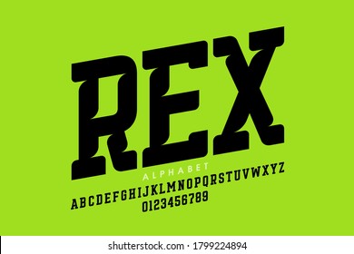 Serif style modern font, alphabet letters and numbers vector illustration