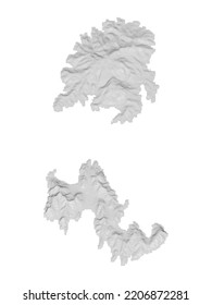 Serifos And Tilos Islands In 3D Topography Map.