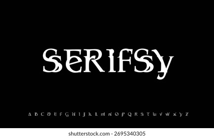 Serifsy vector font alphabet with numbers