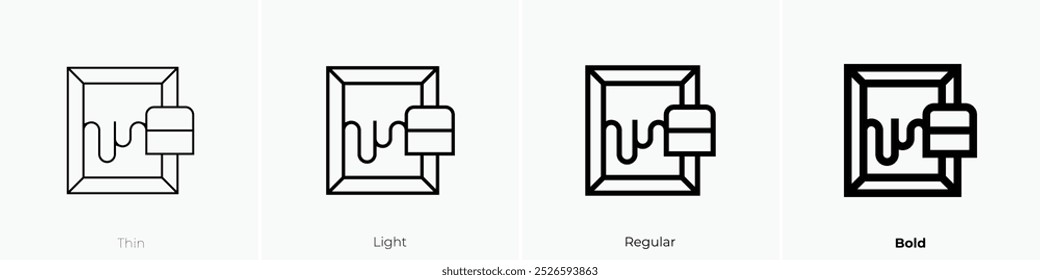 Siebdruck-Symbol. Dünnes, helles Design im regulären und kühlen Stil, einzeln auf weißem Hintergrund