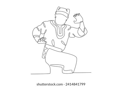 Sencillo baile típico de Yogyakarta. Dibujo de una línea tradicional
