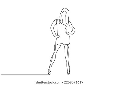 serious angry woman standing waiting full body