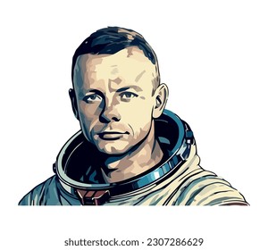 serious astronaut with space suit character isolated