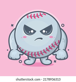 serious baseball ball character mascot with angry expression isolated cartoon in flat style design