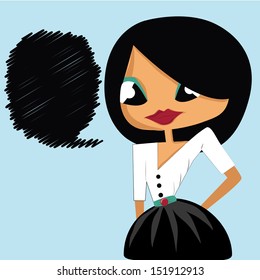 a serious beautiful woman with a black styled bubble