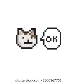 Serious cat, pixel art meme