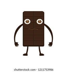 Serious chocolate bar cartoon character. Vector illustration design