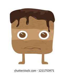 Serious chocolate cookie cartoon character. Vector illustration design