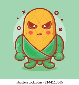 serious corn character mascot with angry expression isolated cartoon in flat style design