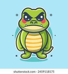 serious crocodile animal character mascot with angry expression isolated cartoon