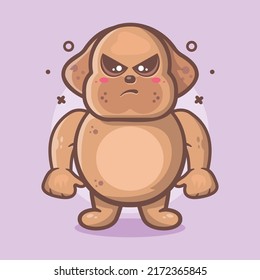 serious dog animal character mascot with angry expression isolated cartoon in flat style design