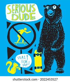Print Design-Vektorgrafik des seriösen Dude-Bären T-Shirts 
