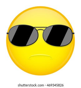 Serious Emoji. Strong Emotion. FBI Agent Emoticon. Vector Illustration Smile Icon.