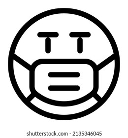 Emoji serio mientras usas la máscara debido al pánico del coronavirus