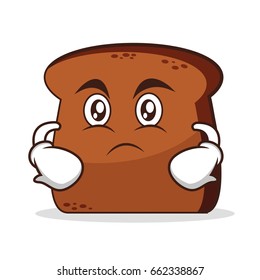 Serious face bread cartoon character vector illustration