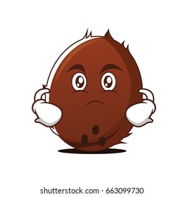 Serious face coconut cartoon character vector illustration
