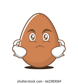 Serious face egg cartoon character vector illustration