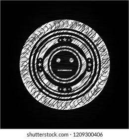 serious face icon drawn on a blackboard