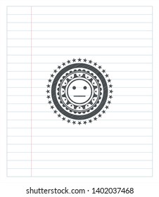 serious face icon emblem draw with pencil effect. Vector Illustration. Detailed.