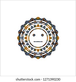 serious face icon inside arabesque badge. arabic decoration.
