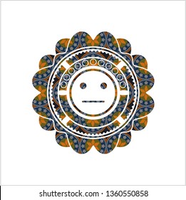 serious face icon inside arabesque emblem background. arabic decoration.