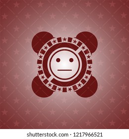  serious face icon inside badge with red background