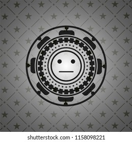 serious face icon inside black badge